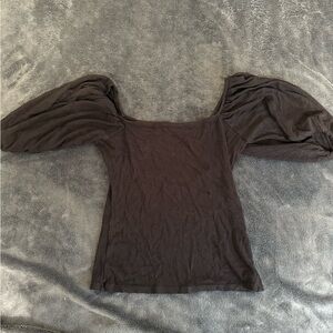 Elegant Black Puff Sleeve Top